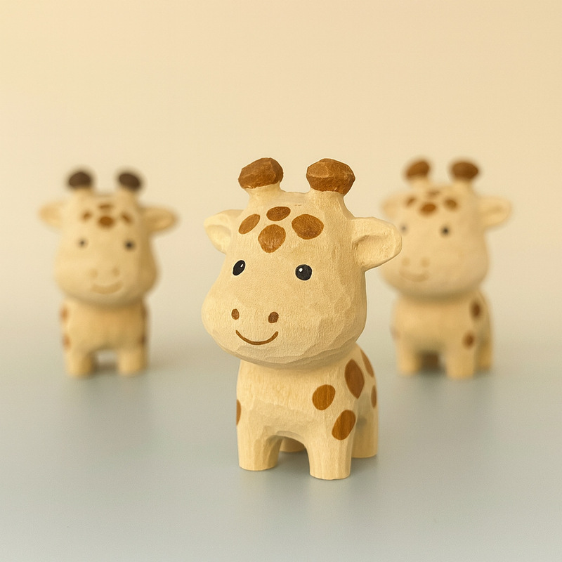 Wooden Carving Ornaments Wholesale Giraffe Handmade Solid Wood Carving Room Desktop Decoration Crafts Animal