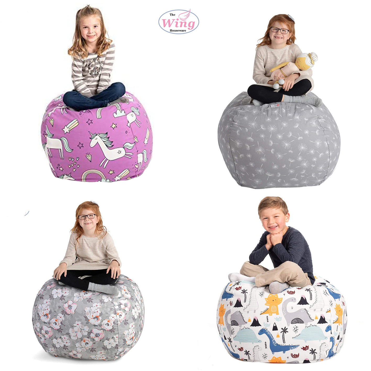 Plush Toy Storage Bag Home Children's Plush Toy Storage Bag Storage Stool Canvas Lazy Sofa Bean Bag