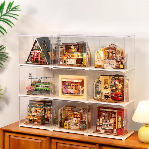 Rolife Ruolai caja de exhibición de cubierta antipolvo de cabina de bricolaje