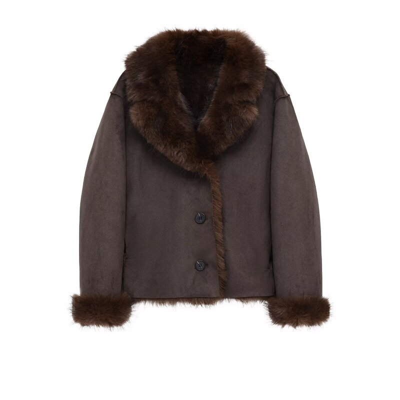 Trendy Versatile Reversible Faux Fur Effect Jacket for Women from Popular European and American Amazon Aliexpress Fashion Trendy Versatile Reversible Faux Fur Effect Jacket for Women from Popular European and American Amazon Aliexpress Fashion