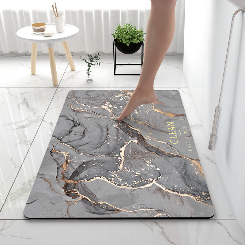 Light Luxury Marble Floor Mat Diatom Mud Bathroom Water-Absorbent Quick-Drying Non-Slip Mat Bathroom Entrance Door Foot Rub Carpet