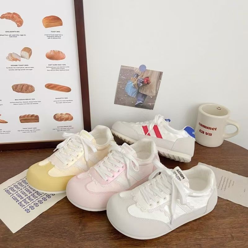 2026 zapatos de skate de tren a rayas de primavera y verano chicas nicho chic coreano transpirable delantero zapatillas deportivas de lazos