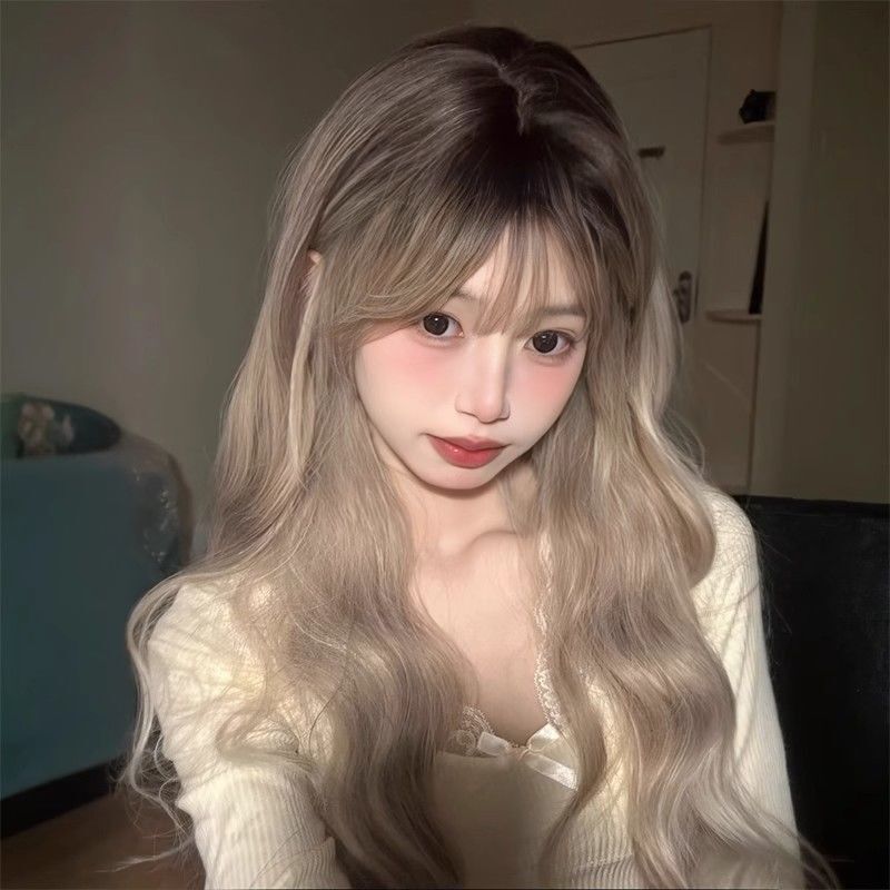 Xuchang Zi Qi Wig Asian Highlight Wig for Women Gray Gradient Long Hair European and American Style Long Curly Hair Full Headpiece