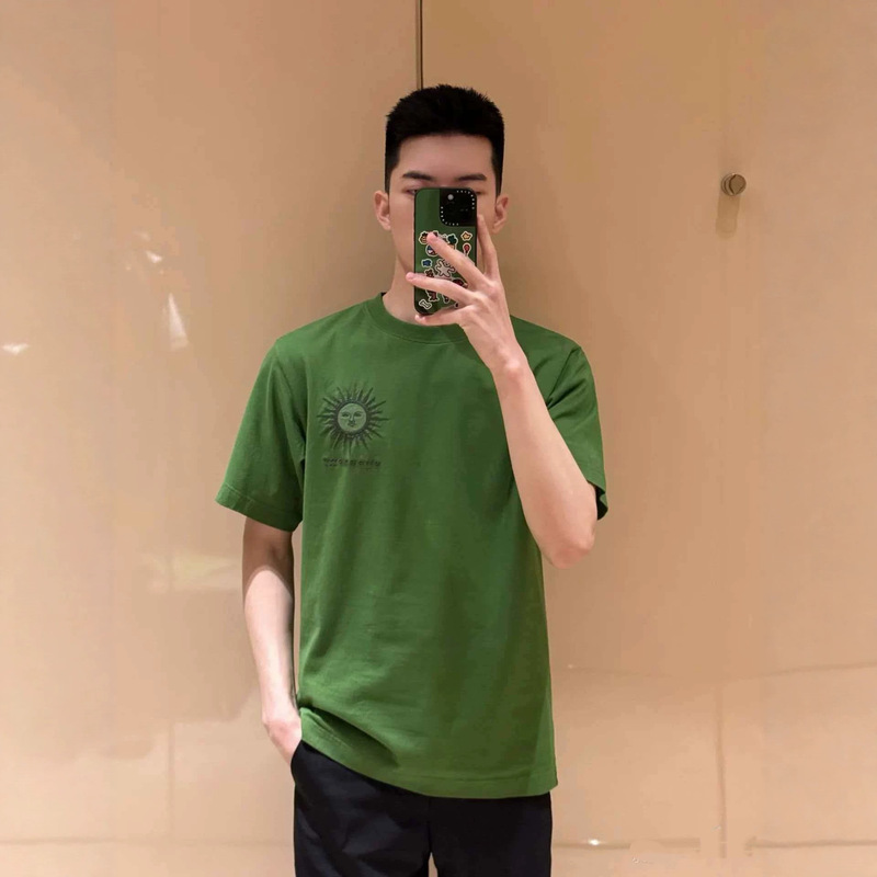 Cross-border first choice: Burberry authentic sun logo embroidered short-sleeve T-shirt, simple and versatile solid color round neck for both men and women Cross-border first choice: Burberry authentic sun logo embroidered short-sleeve T-shirt, simple and versatile solid color round neck for both men and women