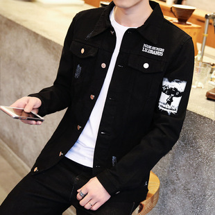Autumn 2018 New Men's Korean Fashionable Jacket Teenager Slim-fit Handsome Clothes Men's Black Denim Jacket