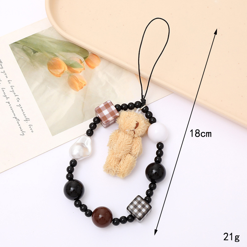 Nuevo color caramelo Oso de dibujos animados Cadena de teléfono móvil DIY caja del teléfono cordón cuadrado