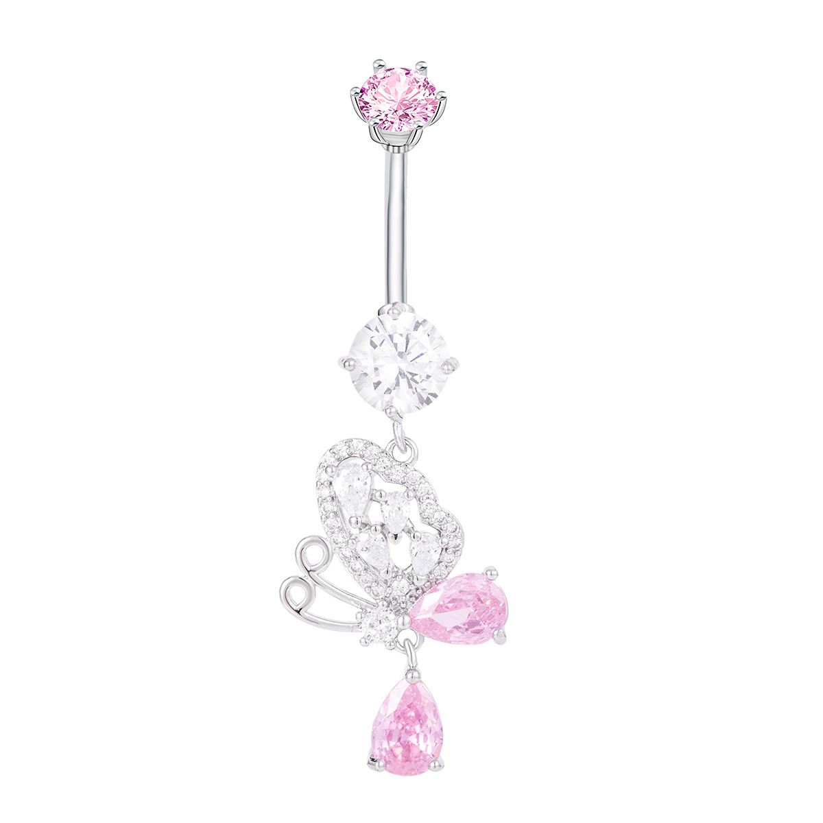 Piercing nombril papillon avec pendentif zircon_voghion.com