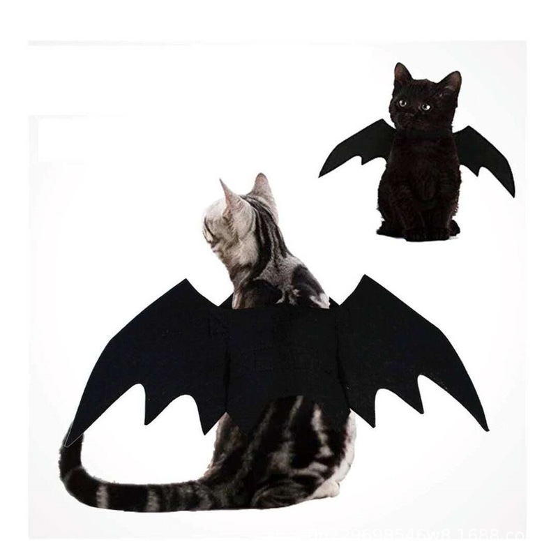 跨境现货货源毛毡宠物猫蝙蝠翅膀万圣节cosplay节日装饰服装派对|undefined