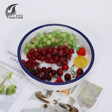 批发厂家供应易清洁珐琅搪瓷汤盘 老式加深加厚圆形家用水果盘