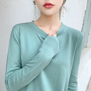 2026基础款套头上衣秋冬季修身纯色打底针织衫女式毛衣针织上衣女