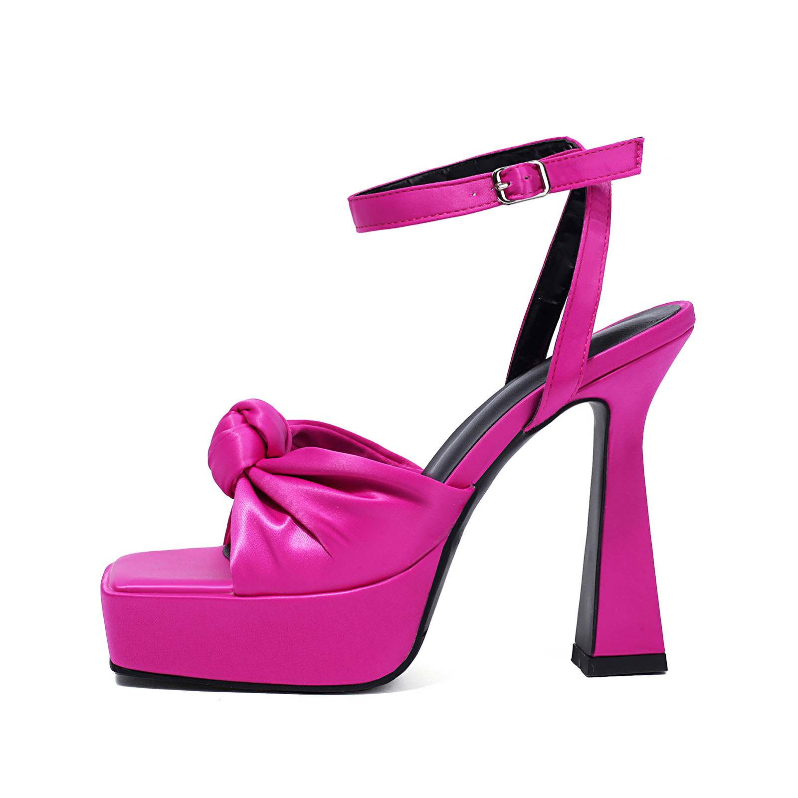 Fashionable elegant sandals made of satin platform with a strap…