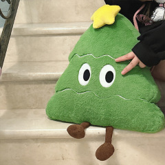 创意可爱星星大圆润眼睛圣诞树抱枕毛绒沙发靠垫摆件圣诞礼物玩偶