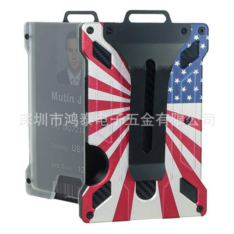 Amazon nuevo titular de la tarjeta de aleación de aluminio transparente insignia RFID metal billetera titular de la tarjeta de trabajo con la posición de la insignia