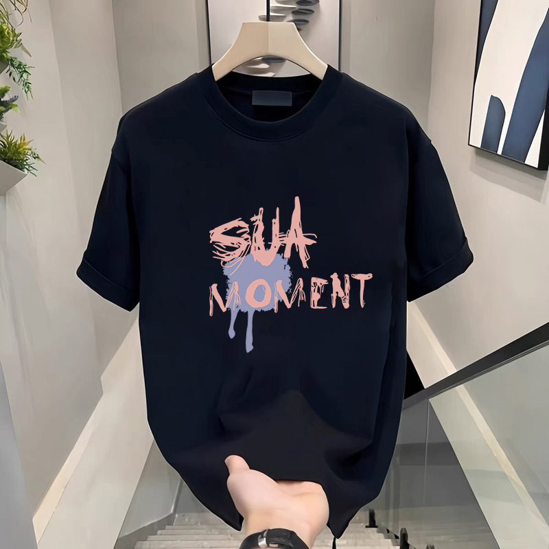 Camiseta de manga corta de verano para mujer Camiseta de media manga negra de algodón puro coreano para hombres y mujeres con el mismo estilo Marca de moda Tops de mujer Fat MM al por mayor