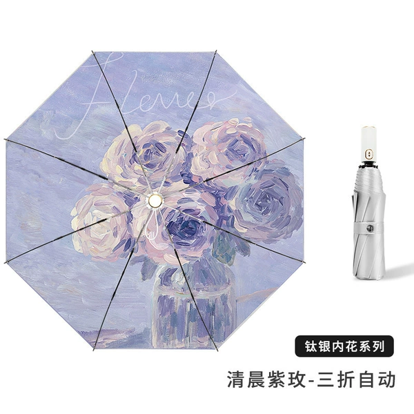 Automatic titanium silver morning purple rose