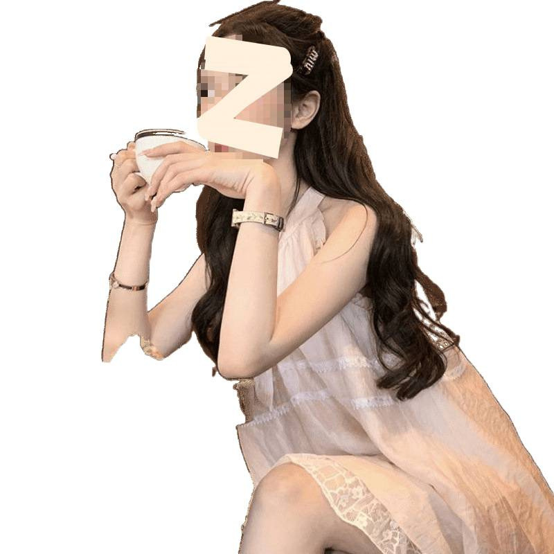 粉色蕾丝拼接甜美气质挂脖衬衫半身裙套装宽松小个子两件套女|undefined