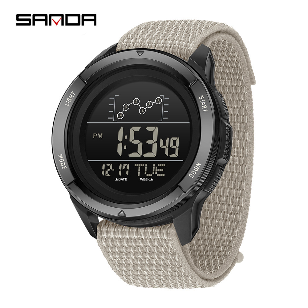 SANDA Sanda hoja electrónica multifunción reloj de despertador para estudiantes gran dial impermeable al aire libre reloj deportivo