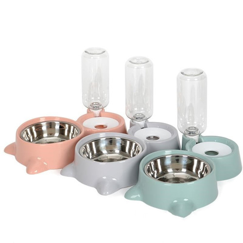 Pet Plastic Cat Bowl Dog Bowl Double Bowl Automatic Water Refill Food Bowl Dog Bowl Cat Food Supplies Water Bowl Rice Bowl