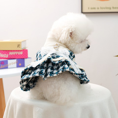 宠物衣服秋冬新款小型犬幼犬快乐狗猫保暖舒适蓝调贵族礼服裙
