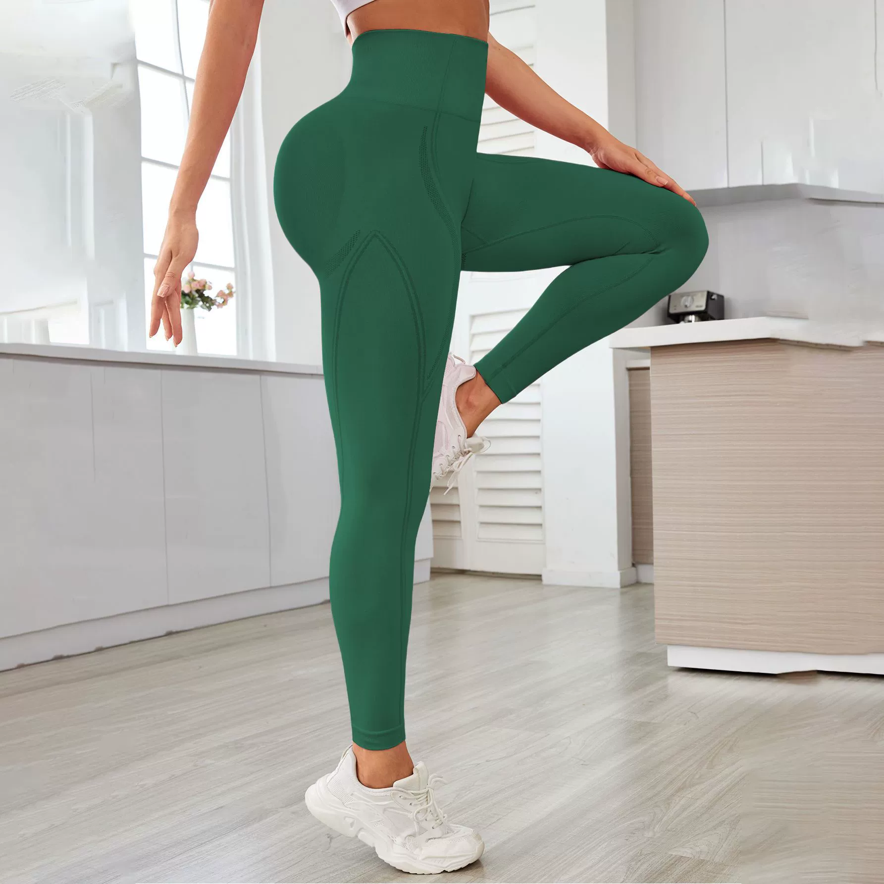 Set, leggings, trousers, quick dry underwear for hips shape correction, sports overall for gym, high waist, for running
