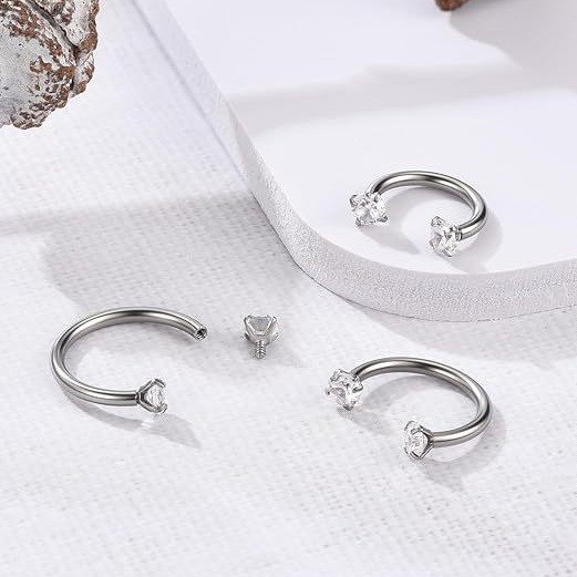 Cross-Border Horseshoe Ring Wholesale G23 Titanium Small Ear Bone Zircon Nose Lip Stud Piercing Jewelry F136_voghion.com