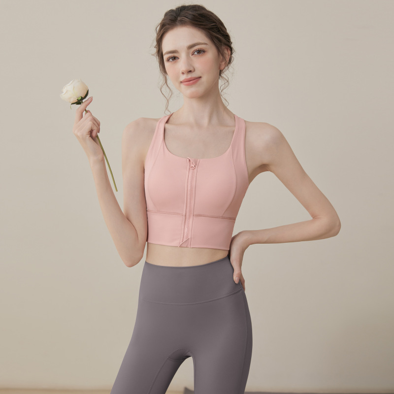 スポーツの下着の女性の緩衝ベストのプラティの上着のブラジャーのフィットネスの前のファスナーのヨガの服の2025新型のスーツ|undefined