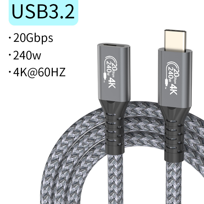 0,5 m USB3.2 macho a hembra 240W
