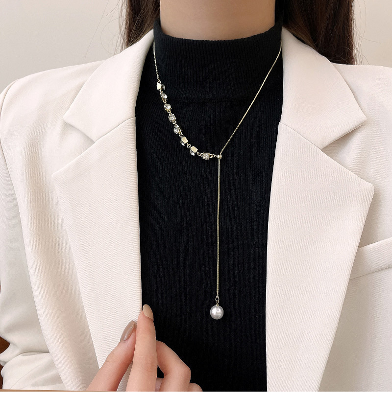 Fashion Geometric Alloy Inlay Artificial Pearls Rhinestones Womenu0027S Necklace 1 Piece