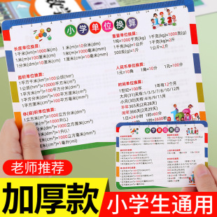 Primary school mathematics formula unit conversion plane solid geometry calculation formula core knowledge shorthand card