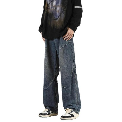 Men's Spring/Autumn 2025 New Arrival Streetwear American Retro Patchwork Loose Casual Straight Wide Leg Work Pants