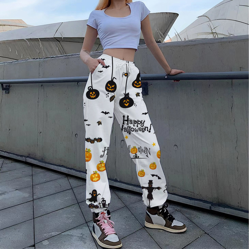 2024 Women's Spring and Autumn Halloween Series Digital Print Loose Casual Jogger Pants Fashion Trend