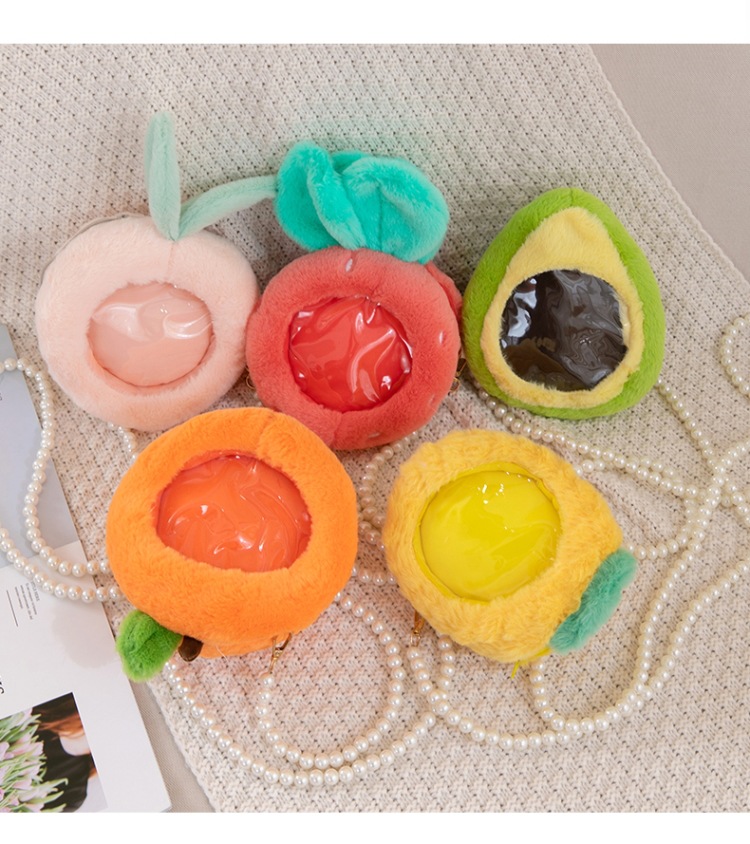 Women's Mini Plush Fruit Cute Pearls Zipper Crossbody Bag display picture 5