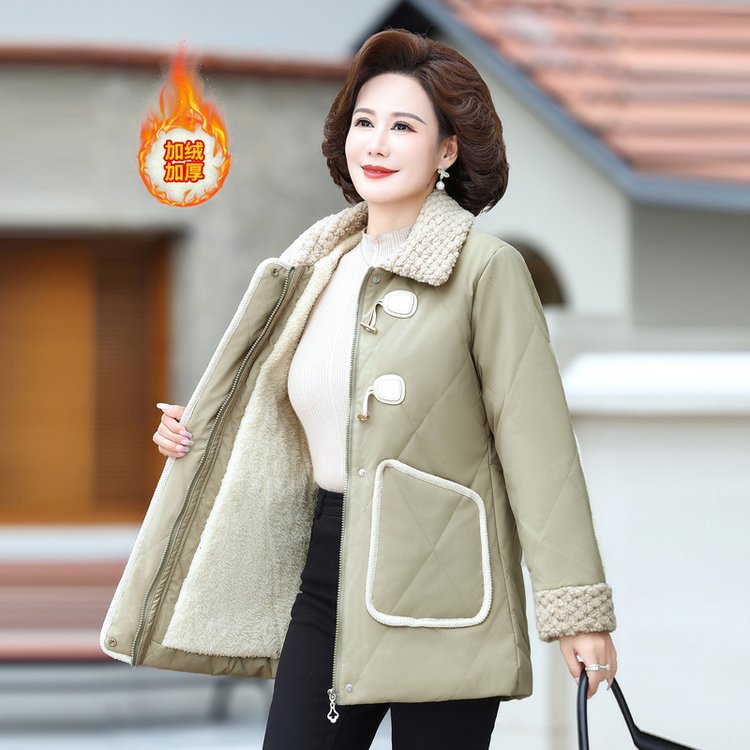 妈妈冬装棉衣外套中长款中老年派克服女秋冬大码中年加厚冬天棉服