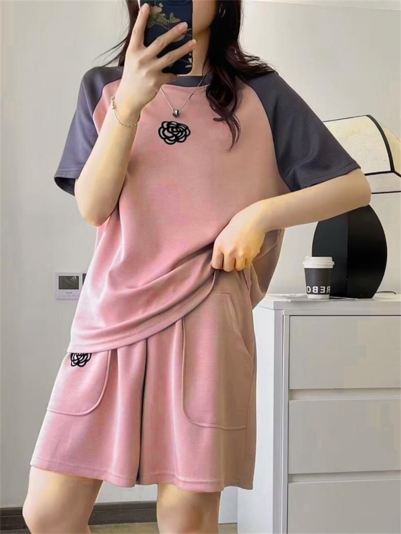 Women's Clothing Summer Fashion Two Piece Set For Women Color Block Slimming Loose Casual Plus Size Clothing_ecoleips.com