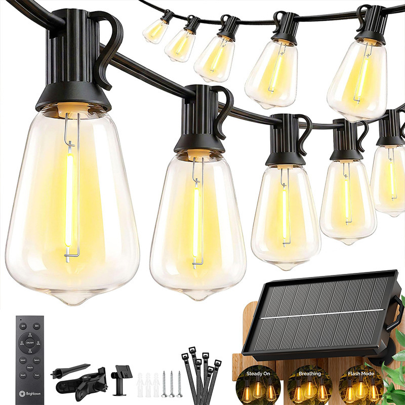 Cross-Border St38 Solar String Lights High-Brightness Christmas Atmosphere Lights Outdoor Camping Pavilion Garden Led String Lights