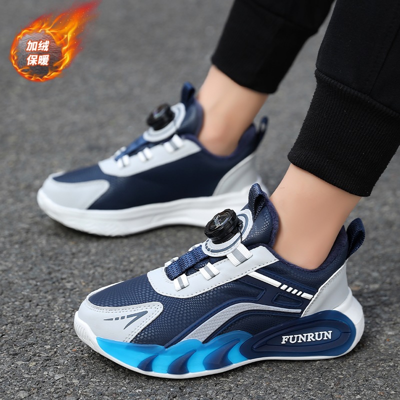 Zapatos infantiles de niñas zapatos deportivos de otoño y invierno 2025, nuevos zapatos de algodón caliente ligero y resistente al desgaste zapatos de botón de niño