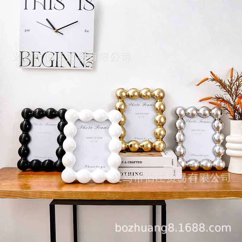 New large pearl photo frame foreign trade cross-border photo frame home accessories simple European and American ornaments New large pearl photo frame foreign trade cross-border photo frame home accessories simple European and American ornaments