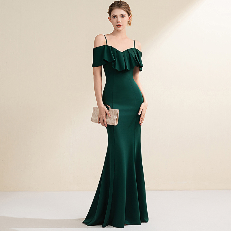Evening Dress for Women, Accessible Luxury, High-End, One-Shoulder, Slim Fit, Elegant, Celebrity Banquet Long Fishtail Dress