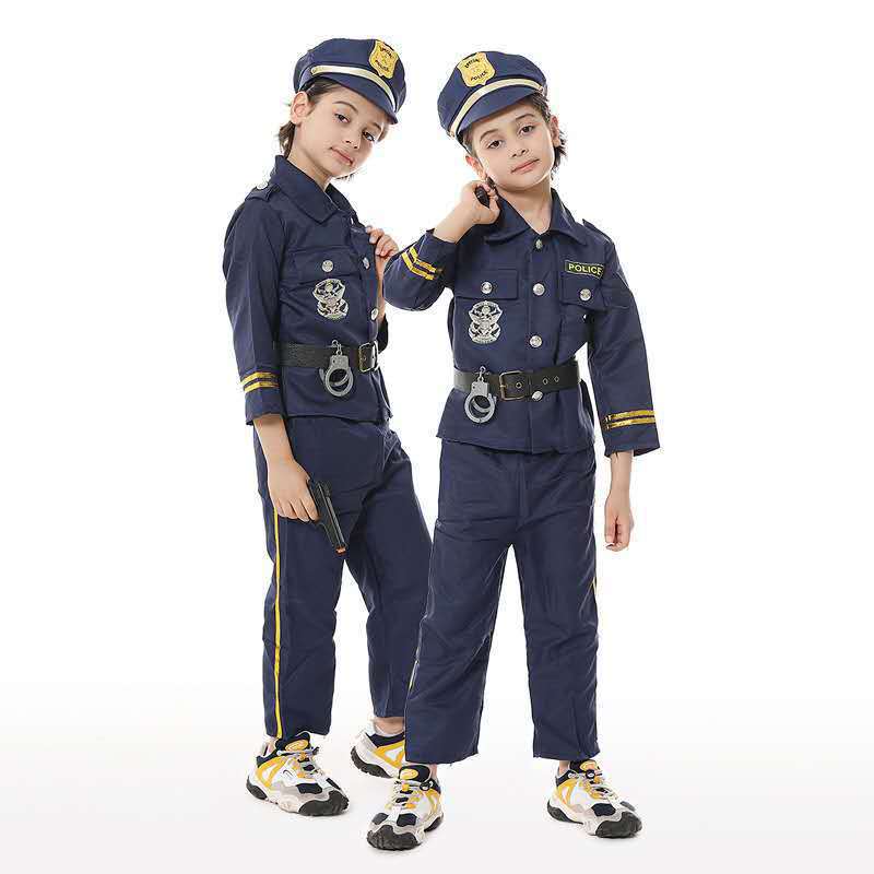 Traje de policía para niños de venta caliente transfronterizo Traje de rol de fiesta de Halloween Traje de actuación de Interpol para niños