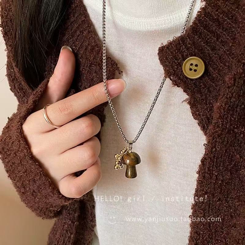 Brown mushroom necklace