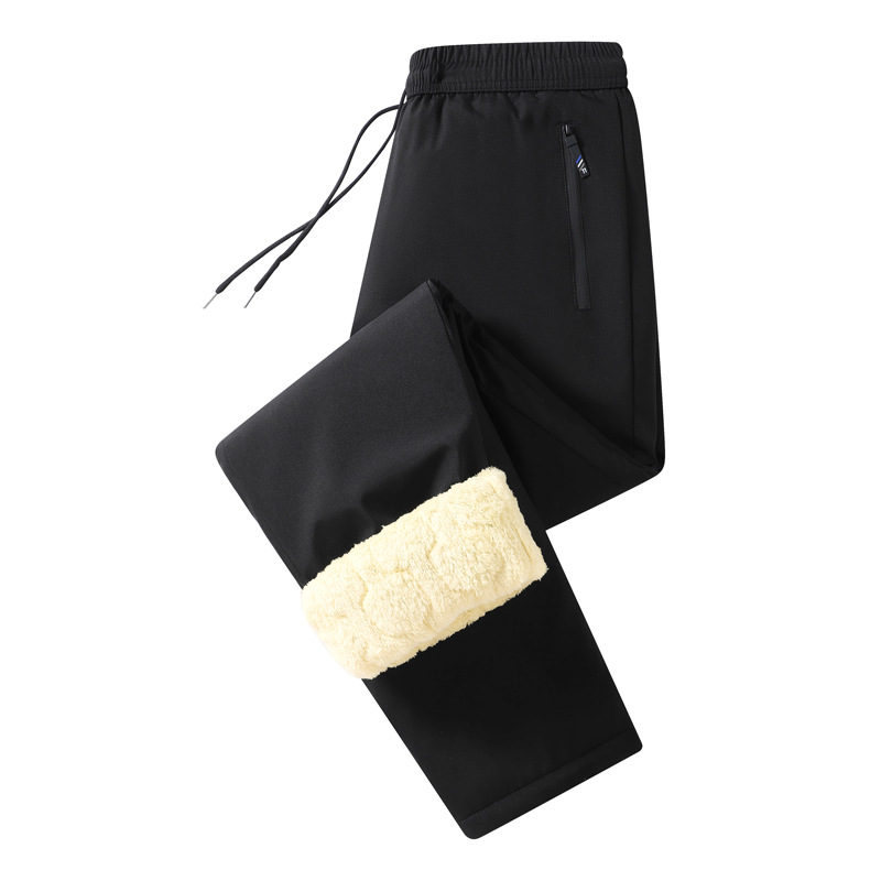 Pantalones de algodón para hombres otoño y invierno gruesos pantalones cálidos ociosos de invierno para papá ropa exterior de cordero a prueba de frío tamaño grande