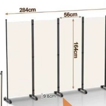 Раздвижная ширма с роликами, мобильная ширма с роликами, складная ширма с роликами, офисная ширма с роликами