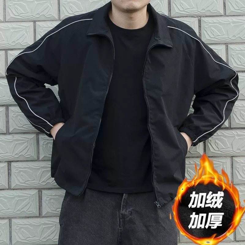 2024 осень и зима новая корейская версия свободная плюс фланелевая куртка для мужчин с отворотом кардиган тренд куртка с бархатной