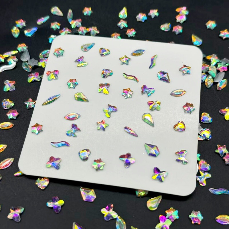 Flat-Bottomed Colorful Nail Art Diamonds, Special-Shaped Diamonds, Five-Pointed Stars, Water Drops, Peach Hearts, Nail Sequins, DIY Nail Art Jewelry Stickers