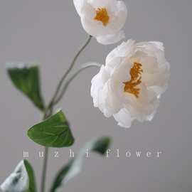 假花花摆设白色小牡丹花束客厅插花绢花婚庆花艺餐桌花摆花