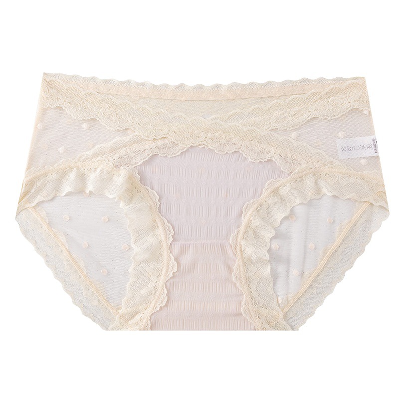 Ropa interior de encaje puro deseo mediados de la cintura de la envoltura de otoño e invierno respetuoso con la piel transpirable 2023 nuevo mantenimiento ropa interior de seda de mora entrepierna chica