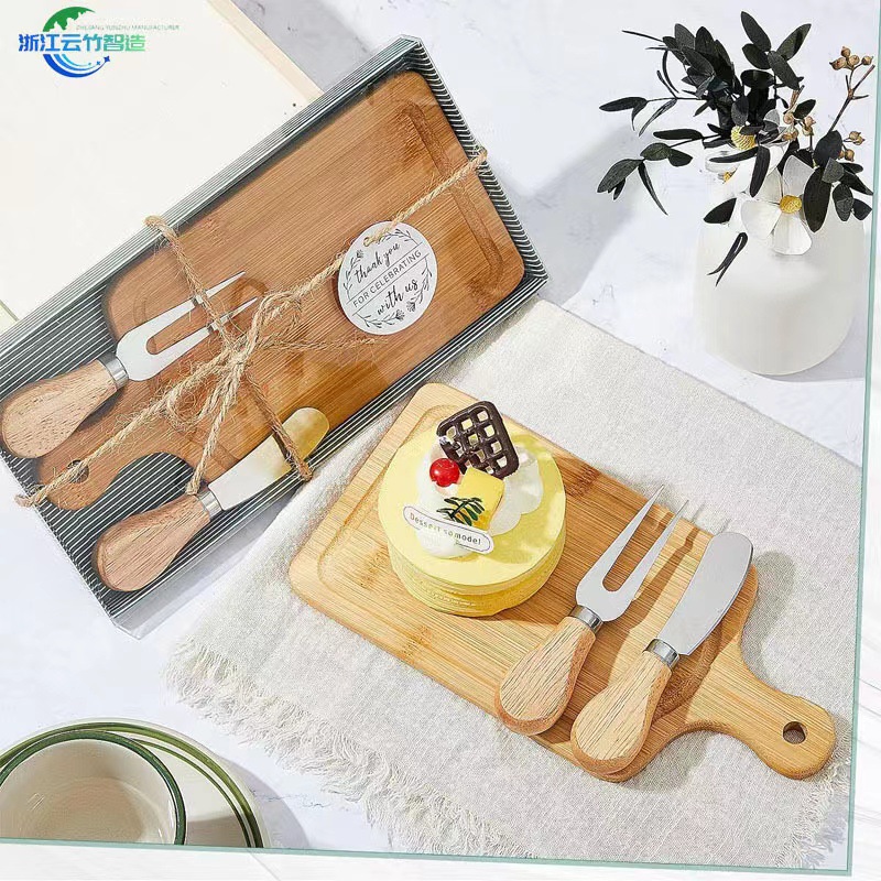 Amazon con la mano caja de regalo mini juego de tabla de cortar de bambú juego de cuchillo de queso boda fiesta de cumpleaños tabla de bambú ranura de jugo