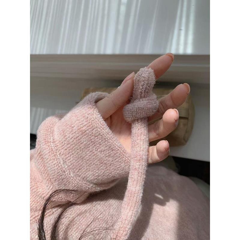 杂色毛圈针织 连帽廓形奶糯感卫衣橡皮粉浅灰色雪尼尔氨纶|undefined