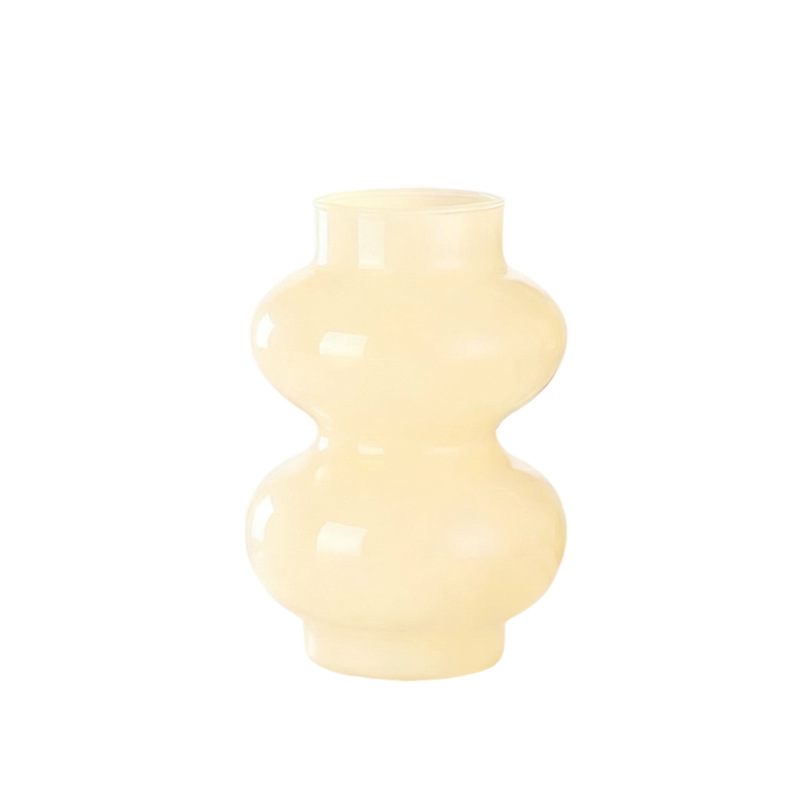 Vaso de vidrio de ventana de crema simple lujoso ligero inswind hogar suave flor hidropónica decoración decoración de escritorio