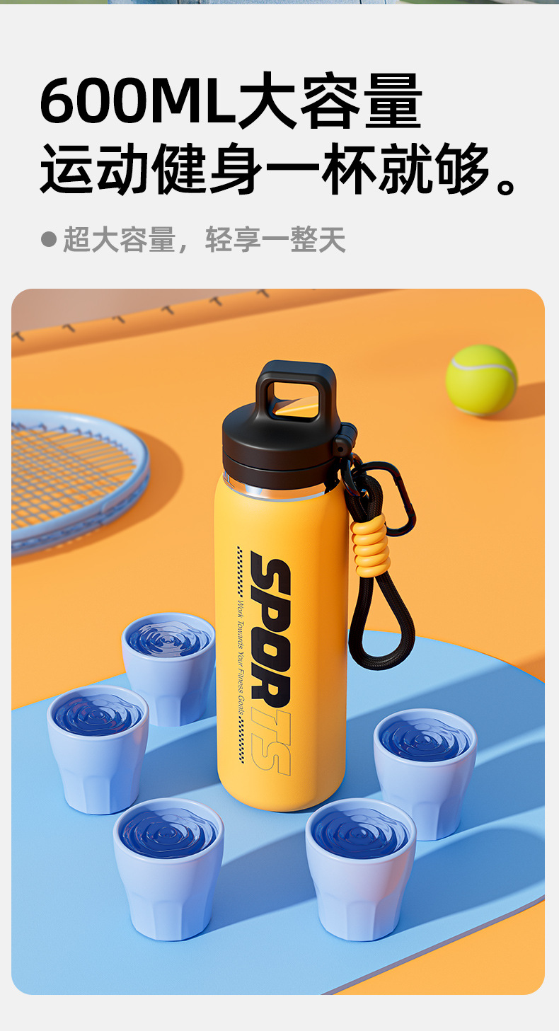 Neue Edelstahl-Isolierflasche mit One-Touch-Deckel, Outdoor-Trinkflasche, Fahrrad-Sportflasche, Schüler-Strohhalm-Becher